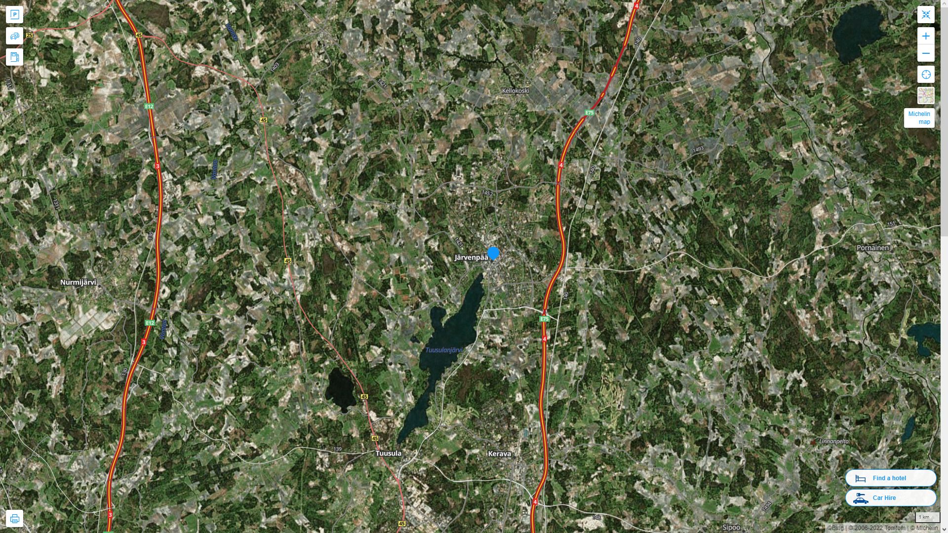 Jarvenpaa Highway and Road Map with Satellite View